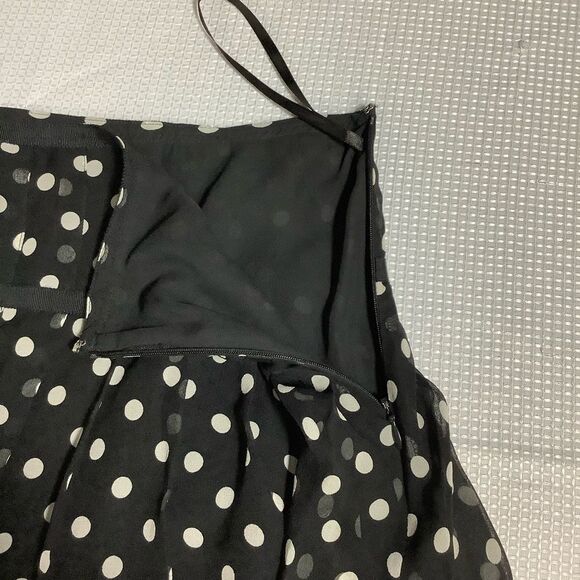 Lauren Ralph Lauren Black & White Silk Polka Dot Flowy Skirt - Picture 8 of 11